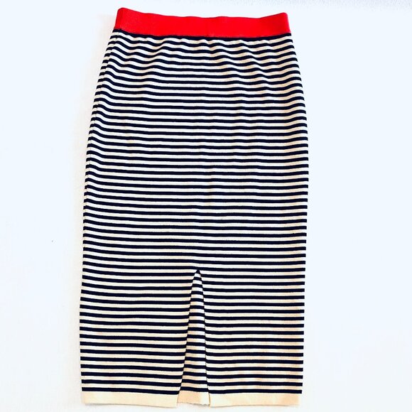 Pretty Garden striped knit skirt set Women's Large red black cream stretch - Picture 8 of 12